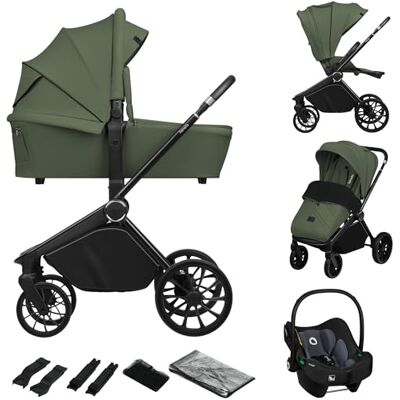 lionelo Mika Plus 3-in-1 Travel System Pushchair Carrycot and i-Size Car Seat, All-Terrain Wheels, Compact Fold, Adjustable Handle, XXL UPF50+ Canopy and Rain Cover lionelo Mika Plus 3-in-1 Travel System Pushchair Carrycot and i-Size Car Seat, All-Terrain Wheels, Compact Fold, Adjustable Handle, XXL UPF50+ Canopy and Rain Cover