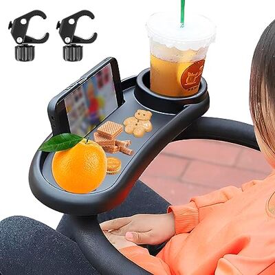 QINGLANG Baby Stroller Snack Tray with Cup Holder Universal Pram Food Tray Removable Multifunction Stroller Organizer with Adjustable Buckle Reusable Pushchair Cup Holder (Without hooks, 39×18.5×6cm) QINGLANG Baby Stroller Snack Tray with Cup Holder Universal Pram Food Tray Removable Multifunction Stroller Organizer with Adjustable Buckle Reusable Pushchair Cup Holder (Without hooks, 39×18.5×6cm)