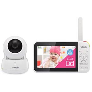 VTech VM924 Video Baby Monitor with Camera, Pan&Tilt, Baby Monitor with 5" LCD Screen,Up to 17 Hrs Battery Life,1.33x Zoom,Night Vision,300m Long Range,Soothing Sounds,2-Way Talk,Secured Transmission VTech VM924 Video Baby Monitor with Camera, Pan&Tilt, Baby Monitor with 5" LCD Screen,Up to 17 Hrs Battery Life,1.33x Zoom,Night Vision,300m Long Range,Soothing Sounds,2-Way Talk,Secured Transmission