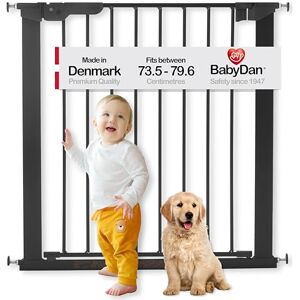 BabyDan Premier, Pressure Fit Stair Gate, 73.5-79.6 cm, Baby Gate/Safety Gate, Metal, Black, Made in Denmark (Pet Gate/Dog gate) BabyDan Premier, Pressure Fit Stair Gate, 73.5-79.6 cm, Baby Gate/Safety Gate, Metal, Black, Made in Denmark (Pet Gate/Dog gate)