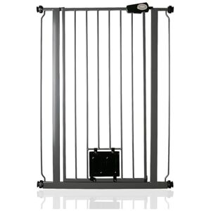 Bettacare Pet Gate with Lockable Cat Flap, Narrow, 68.5cm 75cm, Slate Grey, 104cm in Height, Extra Tall Narrow Dog Safety Barrier with Cat Flap, Easy Installation Bettacare Pet Gate with Lockable Cat Flap, Narrow, 68.5cm 75cm, Slate Grey, 104cm in Height, Extra Tall Narrow Dog Safety Barrier with Cat Flap, Easy Installation
