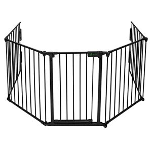 VOUNOT 5 Panel Metal Fire Guard, Dog Pet Cat Barrier Indoor, Extra Wide Fireplace Fence, Hearth Gate, 300 cm, Black