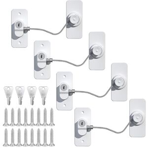 HIYAA 4 Pack UPVC Window Safety Locks, Child/Pet Proof with Key, White, Rectangle, Edge Bumper, Window Lock HIYAA 4 Pack UPVC Window Safety Locks, Child/Pet Proof with Key, White, Rectangle, Edge Bumper, Window Lock