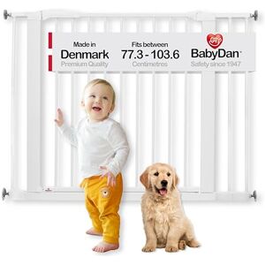 BabyDan Swing Shut, Pressure Fit Stair Gate, 77.3-103.6 cm, Baby Gate/Safety Gate, White, Made in Denmark (Pet Gate/Dog gate) BabyDan Swing Shut, Pressure Fit Stair Gate, 77.3-103.6 cm, Baby Gate/Safety Gate, White, Made in Denmark (Pet Gate/Dog gate)