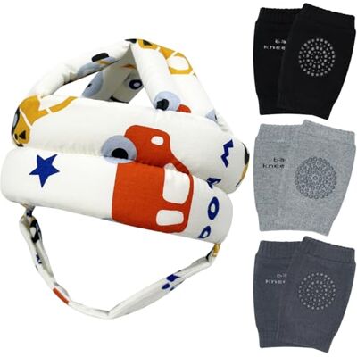 ZHONYEE Baby Safety Helmet Toddler Protector Adjustable Cap Soft Cotton Cushion Full Head Protection with Knee Pads, A Bump-Free Safety Hood for Your Baby to Learn to Crawl, Walk & Run ZHONYEE Baby Safety Helmet Toddler Protector Adjustable Cap Soft Cotton Cushion Full Head Protection with Knee Pads, A Bump-Free Safety Hood for Your Baby to Learn to Crawl, Walk & Run