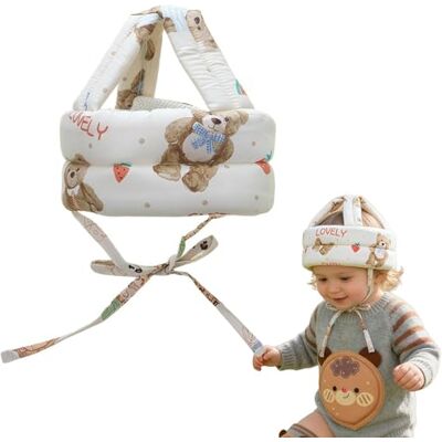 Muiltvoe Baby Head Protector and Knee Pads Set – Adjustable, Breathable Anti-Fall Safety Helmet for Toddlers 5-36 Months, Ideal for Learning to Walk Unisex (Bear Protective hat+Knee Pads) Muiltvoe Baby Head Protector and Knee Pads Set – Adjustable, Breathable Anti-Fall Safety Helmet for Toddlers 5-36 Months, Ideal for Learning to Walk Unisex (Bear Protective hat+Knee Pads)