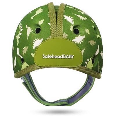 SafeheadBABY Soft Baby Head Protector Helmet for Crawling and Walking 7–24 Months – Ultra-Lightweight & Breathable Infant Safety Helmet That Grows with Your Baby (Head Circ. 40–52 cm) – Dino Green SafeheadBABY Soft Baby Head Protector Helmet for Crawling and Walking 7–24 Months – Ultra-Lightweight & Breathable Infant Safety Helmet That Grows with Your Baby (Head Circ. 40–52 cm) – Dino Green