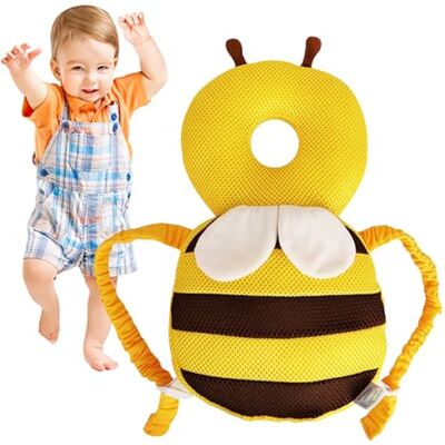 Kasmole Cute and Funny Baby Head Protector, Bee Shape, Yellow, Cotton Head Protector, Multifunctional Soft Breathable Protection Pillow, Adjustable for Learning, Crawling, 5-24 Months Baby Kasmole Cute and Funny Baby Head Protector, Bee Shape, Yellow, Cotton Head Protector, Multifunctional Soft Breathable Protection Pillow, Adjustable for Learning, Crawling, 5-24 Months Baby