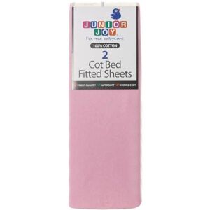 Junior Joy Cot Bed Fitted Sheets, 100% Cotton, Oeko-Tex Standard 100, Soft and Breathable, 60 x 120cm, for Baby and Toddler, Pack of 2 Pink Junior Joy Cot Bed Fitted Sheets, 100% Cotton, Oeko-Tex Standard 100, Soft and Breathable, 60 x 120cm, for Baby and Toddler, Pack of 2 Pink