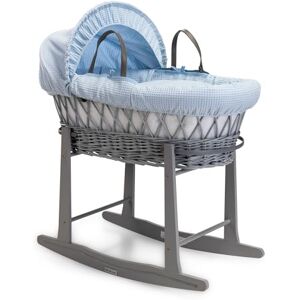 Clair de Lune Waffle Grey Wicker Moses Basket with Grey Standard Rocking Stand 68 x 30 cm (Blue) Clair de Lune Waffle Grey Wicker Moses Basket with Grey Standard Rocking Stand 68 x 30 cm (Blue)