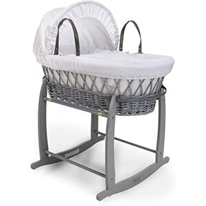 Clair de Lune Waffle Grey Wicker Moses Basket with Grey Deluxe Rocking Stand 68 x 30 cm (White) Clair de Lune Waffle Grey Wicker Moses Basket with Grey Deluxe Rocking Stand 68 x 30 cm (White)