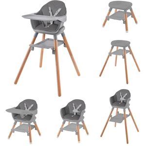 Clair de Lune 6 in 1 Adjustable High Chair 6 Months 6 Years (Grey and Natural) Clair de Lune 6 in 1 Adjustable High Chair 6 Months 6 Years (Grey and Natural)