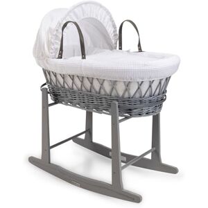 Clair de Lune Waffle Grey Wicker Moses Basket with Grey Standard Rocking Stand 68 x 30 cm (White) Clair de Lune Waffle Grey Wicker Moses Basket with Grey Standard Rocking Stand 68 x 30 cm (White)