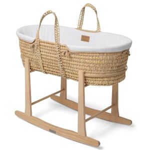 Clair de Lune Organic Palm Moses Basket with Natural Rocking Stand, Award Winning Baby Bassinet 75 x 28 cm (White) Clair de Lune Organic Palm Moses Basket with Natural Rocking Stand, Award Winning Baby Bassinet 75 x 28 cm (White)