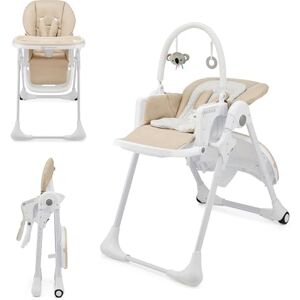 Kinderkraft Tummie, 2-in-1 high Chair, Baby Chair, Bouncer, Ergonomic, Comfortable, Reclining, Foldable, with Ajustable Height, Footrest, Detachable Tray, for Toddler, with Toys, Beige Kinderkraft Tummie, 2-in-1 high Chair, Baby Chair, Bouncer, Ergonomic, Comfortable, Reclining, Foldable, with Ajustable Height, Footrest, Detachable Tray, for Toddler, with Toys, Beige