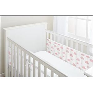 BreathableBaby , Classic 3mm Breathable Mesh Liner for Cots with 120x60cm or 140x70cm Mattress, Pink Clouds, Covers 2 Sides, Non-Padded Single Layer Cot Bumper Alternative, Safety Tested BreathableBaby , Classic 3mm Breathable Mesh Liner for Cots with 120x60cm or 140x70cm Mattress, Pink Clouds, Covers 2 Sides, Non-Padded Single Layer Cot Bumper Alternative, Safety Tested