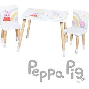 roba Children's Seating Group Peppa Pig 2 Children's Chairs & 1 Table for Children Seating Set with Pink Cartoon Motif Wood White/Natural from 18 Months... roba Children's Seating Group Peppa Pig 2 Children's Chairs & 1 Table for Children Seating Set with Pink Cartoon Motif Wood White/Natural from 18 Months...