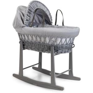 Clair de Lune Waffle Grey Wicker Moses Basket with Grey Standard Rocking Stand 68 x 30 cm (Grey) Clair de Lune Waffle Grey Wicker Moses Basket with Grey Standard Rocking Stand 68 x 30 cm (Grey)