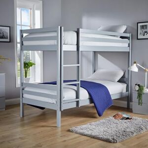 Home Source Single Kids Bunk Bed With Ladder, 3ft Children's Solid Pine Frame, Grey Home Source Single Kids Bunk Bed With Ladder, 3ft Children's Solid Pine Frame, Grey