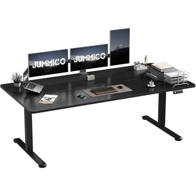 JUMMICO Electric Standing Desk 180 x 80 cm Home Office Height Adjustable Desk, Computer Lift Table with Smart Panel, Sit Stand Desk with Height Memory, Black JUMMICO Electric Standing Desk 180 x 80 cm Home Office Height Adjustable Desk, Computer Lift Table with Smart Panel, Sit Stand Desk with Height Memory, Black