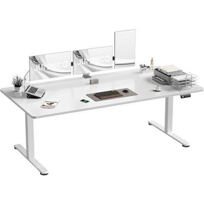 JUMMICO Electric Standing Desk 180 x 80 cm Home Office Height Adjustable Desk, Computer Lift Table with Smart Panel, Sit Stand Desk with Height Memory, White JUMMICO Electric Standing Desk 180 x 80 cm Home Office Height Adjustable Desk, Computer Lift Table with Smart Panel, Sit Stand Desk with Height Memory, White