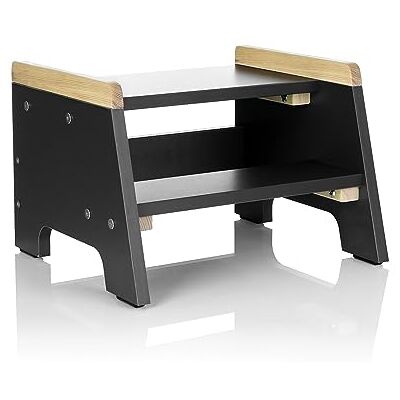 Love For Sleep Montessori Wooden 2 Step Stool for Toddlers and Adults Training Step for Kids to Reach The Toilet and Sink (Anthracite/Pine) Love For Sleep Montessori Wooden 2 Step Stool for Toddlers and Adults Training Step for Kids to Reach The Toilet and Sink (Anthracite/Pine)