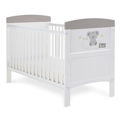 Obaby Grace Inspire Cot Bed Hello World Koala Grey Obaby Grace Inspire Cot Bed Hello World Koala Grey
