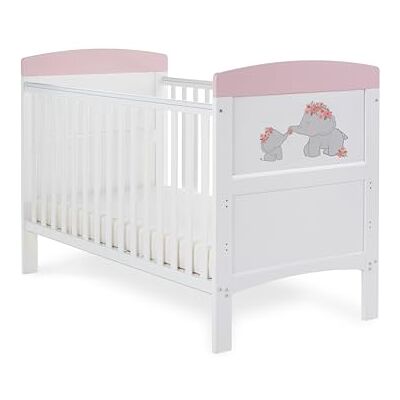 Obaby Grace Inspire Cot Bed Me & Mini Me Elephants Pink 21OB1733 Obaby Grace Inspire Cot Bed Me & Mini Me Elephants Pink 21OB1733