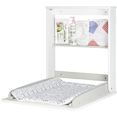 Badabulle Wall Mounted Changing Table, fold down baby changing unit with changing mat and storage Badabulle Wall Mounted Changing Table, fold down baby changing unit with changing mat and storage
