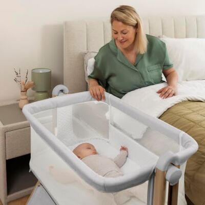Obaby Cloud Bedside Crib – Grey, Compact Baby Cot with Adjustable Base & Breathable Mesh Sides Obaby Cloud Bedside Crib – Grey, Compact Baby Cot with Adjustable Base & Breathable Mesh Sides