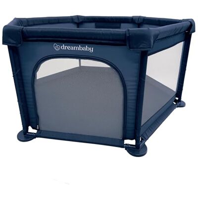 Dreambaby Large Explore Deluxe Fabric Playpen -Navy. Padded Sides, Easy Assembly, Play Pen for Baby and Toddler, Play Yard, Breathable Mesh Fabric, Zip Door Dreambaby Large Explore Deluxe Fabric Playpen -Navy. Padded Sides, Easy Assembly, Play Pen for Baby and Toddler, Play Yard, Breathable Mesh Fabric, Zip Door