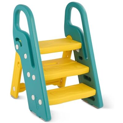 Onasti Foldable Step Stool for Kids, 2 Steps 3 Steps Height Adjustable Toddler Step Stool, Toilet Steps for Potty Training, Learning Tower with Handle for Bathroom, Bedroom, Kitchen (Yellow-green) Onasti Foldable Step Stool for Kids, 2 Steps 3 Steps Height Adjustable Toddler Step Stool, Toilet Steps for Potty Training, Learning Tower with Handle for Bathroom, Bedroom, Kitchen (Yellow-green)
