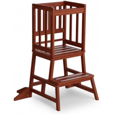 COSYLAND Toddler Standing Tower for Kitchen Nursery Step Stool for Kids Solid Learning Stool Kitchen Counter Helper Step Stool for Kids (Red-Brown) COSYLAND Toddler Standing Tower for Kitchen Nursery Step Stool for Kids Solid Learning Stool Kitchen Counter Helper Step Stool for Kids (Red-Brown)