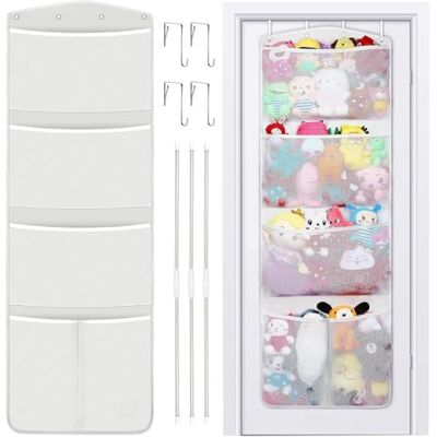 RZMAYIS Stuffed Animal Storage, with 3 Large Pockets and 2 Medium Pockets, Over The Door Organizer Storage for Closet, Baby, Plush Toy, Hanging Door Organizer for Nursery, Bedroom, Bathroom, Kids Room (White) RZMAYIS Stuffed Animal Storage, with 3 Large Pockets and 2 Medium Pockets, Over The Door Organizer Storage for Closet, Baby, Plush Toy, Hanging Door Organizer for Nursery, Bedroom, Bathroom, Kids Room (White)