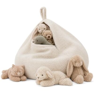 Flumi Kids Bean Bag Cover for Stuffed Animals, Soft Toy Storage Bean Bag, Toy Organiser for Kids Room, Washable Cover Only, No Filler (Boucle light beige) Flumi Kids Bean Bag Cover for Stuffed Animals, Soft Toy Storage Bean Bag, Toy Organiser for Kids Room, Washable Cover Only, No Filler (Boucle light beige)