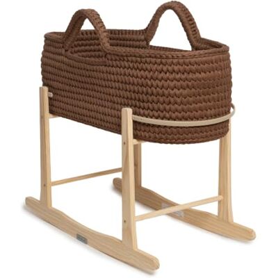 Clair de Lune Crochet Moses Basket With Natural Rocking Stand Bundle 75 x 28 cm (Chocolate) Clair de Lune Crochet Moses Basket With Natural Rocking Stand Bundle 75 x 28 cm (Chocolate)