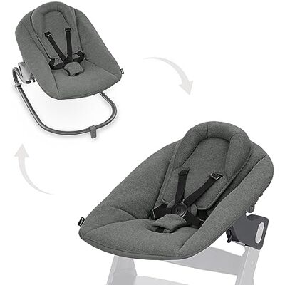 hauck Alpha Bouncer Premium, Dark Grey Baby Seat for Alpha+ Wooden Highchair with 5-Point Harness, Bouncing Frame & Seat Reducer, from Birth up to 9 kg hauck Alpha Bouncer Premium, Dark Grey Baby Seat for Alpha+ Wooden Highchair with 5-Point Harness, Bouncing Frame & Seat Reducer, from Birth up to 9 kg