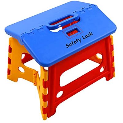 SUMBABO Kids Folding Step Stool for Child Bathroom Sink Safety Lock to Stable (Red + Blue) SUMBABO Kids Folding Step Stool for Child Bathroom Sink Safety Lock to Stable (Red + Blue)