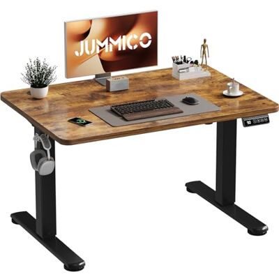 JUMMICO Electric Standing Desk 100 x 60 cm Home Office Height Adjustable Desk, Computer Lift Table with Smart Panel, Sit Stand Desk with Height Memory, Brown JUMMICO Electric Standing Desk 100 x 60 cm Home Office Height Adjustable Desk, Computer Lift Table with Smart Panel, Sit Stand Desk with Height Memory, Brown