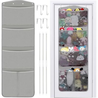 RZMAYIS Stuffed Animal Storage, with 3 Large Pockets and 2 Medium Pockets, Over The Door Organizer Storage for Closet, Baby, Plush Toy, Hanging Door Organizer for Nursery, Bedroom, Bathroom, Kids Room (Grey) RZMAYIS Stuffed Animal Storage, with 3 Large Pockets and 2 Medium Pockets, Over The Door Organizer Storage for Closet, Baby, Plush Toy, Hanging Door Organizer for Nursery, Bedroom, Bathroom, Kids Room (Grey)