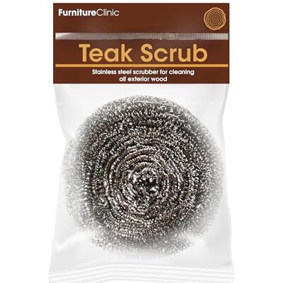 Furniture Clinic Teak Scrub For Outdoor Wood Furniture, Boats, & Shower Benches Cleaning 100% Stainless Steel Remove Dirt, Stains, & Greying from Weathered Wood Furniture Clinic Teak Scrub For Outdoor Wood Furniture, Boats, & Shower Benches Cleaning 100% Stainless Steel Remove Dirt, Stains, & Greying from Weathered Wood
