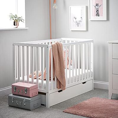 Obaby Bantam Cot & Under Drawer – White, Convertible Cot with Storage Drawer Obaby Bantam Cot & Under Drawer – White, Convertible Cot with Storage Drawer