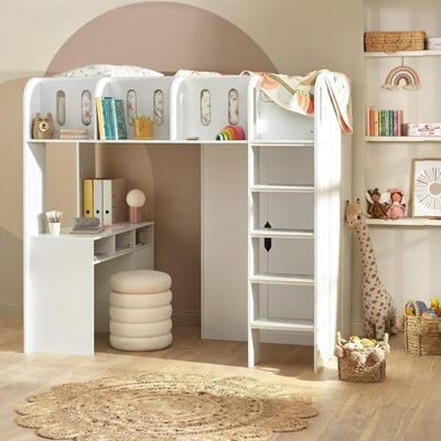 Julian Bowen Vision High Sleeper Bunk Bed, White Bed Frame with Desk and Ladder for Kids and Teens 3ft Single 180 x 116 x 195cm Julian Bowen Vision High Sleeper Bunk Bed, White Bed Frame with Desk and Ladder for Kids and Teens 3ft Single 180 x 116 x 195cm