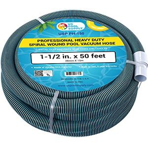 U.S. Pool Supply 1-1/2" x 50 Foot Professional Heavy Duty Spiral Wound Swimming Pool Vacuum Hose with Kink-Free Swivel Cuff & Flexible U.S. Pool Supply 1-1/2" x 50 Foot Professional Heavy Duty Spiral Wound Swimming Pool Vacuum Hose with Kink-Free Swivel Cuff & Flexible