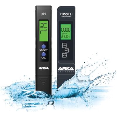 ARKA myAQUA pH Meter & TDS/EC Meter Set Perfectly Calibrated for Aquariums, Pools, Ponds & Drinking Water. Ideal for Precise Water Quality Measurements ARKA myAQUA pH Meter & TDS/EC Meter Set Perfectly Calibrated for Aquariums, Pools, Ponds & Drinking Water. Ideal for Precise Water Quality Measurements