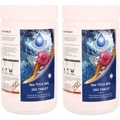 SHATCHI 2 Kg Stabilised Chlorine Tablets 100 x 20g Slow Release Dispenser for Hot Tubs, Swimming Pools, Spas, Paddling Pool Water Cleaning and Sanitising SHATCHI 2 Kg Stabilised Chlorine Tablets 100 x 20g Slow Release Dispenser for Hot Tubs, Swimming Pools, Spas, Paddling Pool Water Cleaning and Sanitising