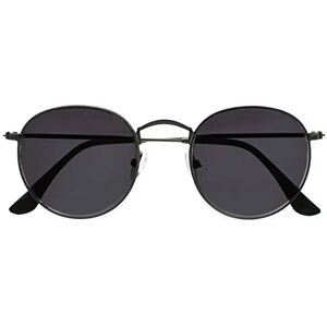 OPULIZE Sol Reading Sunglasses Thin Rimmed Retro Round Metal Frames Scratch Resistant Tinted Lens UV400 Protection Matt Gunmetal Black Tips Mens Womens S94-7 +1.50 OPULIZE Sol Reading Sunglasses Thin Rimmed Retro Round Metal Frames Scratch Resistant Tinted Lens UV400 Protection Matt Gunmetal Black Tips Mens Womens S94-7 +1.50