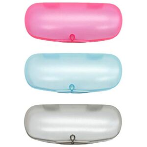 ZARSIO 3 Pieces Hard Shell Glasses Cases Plastic Frosted Translucent Eyeglasses Case with Magnetic Closure, Blue+pink+gray, One size ZARSIO 3 Pieces Hard Shell Glasses Cases Plastic Frosted Translucent Eyeglasses Case with Magnetic Closure, Blue+pink+gray, One size