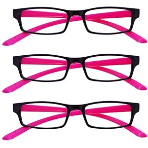 OPULIZE The Reading Glasses Company Black Neon Pink Neck Specs Readers Value 3 Pack Womens Ladies Spring Hinges RRR20-4 +2.00 OPULIZE The Reading Glasses Company Black Neon Pink Neck Specs Readers Value 3 Pack Womens Ladies Spring Hinges RRR20-4 +2.00