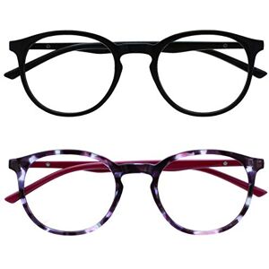 OPULIZE MET Blue Light Blocking Reading Glasses for Women Men, Slim Round Frame with Scratch Resistant and Spring Hinges, Computer Glasses with Anti-Reflective, Black,Purple +3 (Pack of 2) OPULIZE MET Blue Light Blocking Reading Glasses for Women Men, Slim Round Frame with Scratch Resistant and Spring Hinges, Computer Glasses with Anti-Reflective, Black,Purple +3 (Pack of 2)